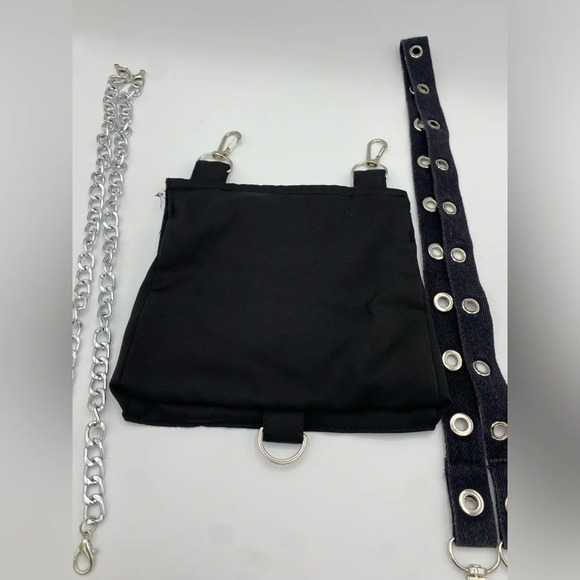 Gothic Alternative Clothing Chain Pocket Cargo Accessories Black Silver - Picture 5 of 7